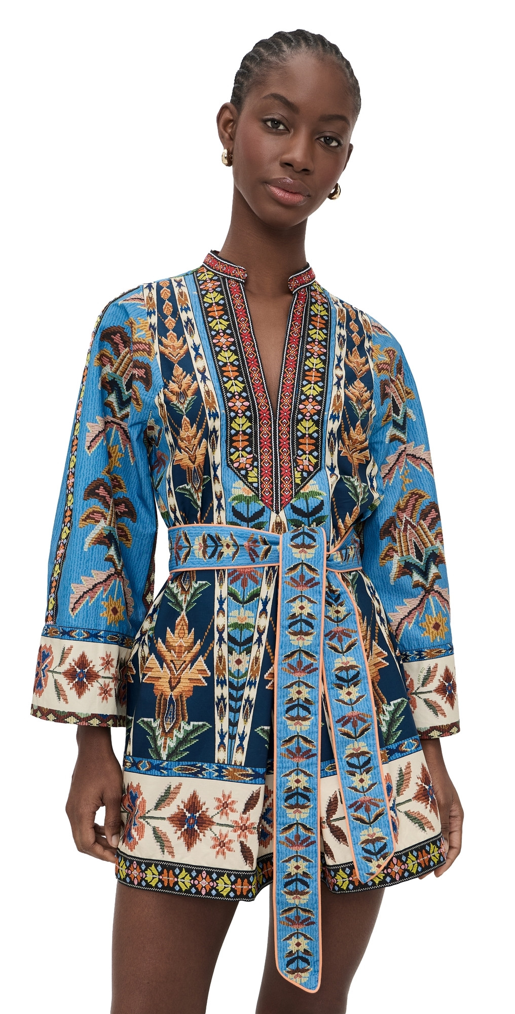 FARM Rio Embroidered Tapestry Blue Mini Dress Embroidered Tapestry Blue S | Shopbop