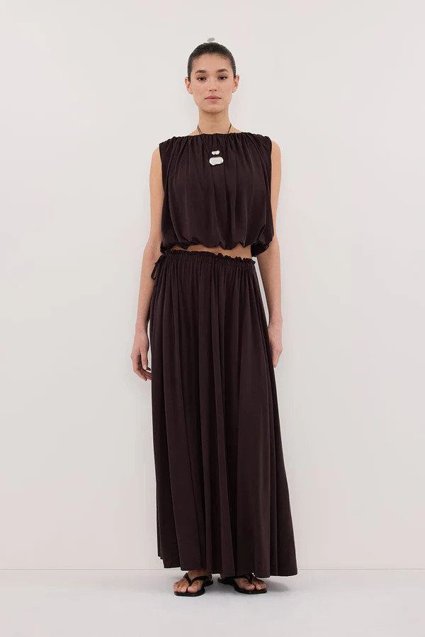 AVA BURNT CHOC SLEEVELESS MODAL BLEND TOP | DISSH