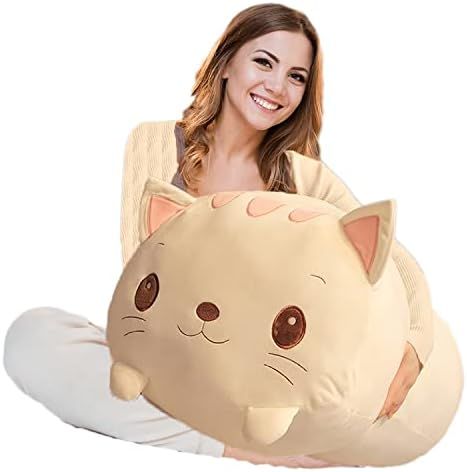 Cat Plush Pillow, Soft White Cat Stuffed Animal Toy Cylindrical Body Pillow Gifts for Kids, 33.5" | Amazon (US)