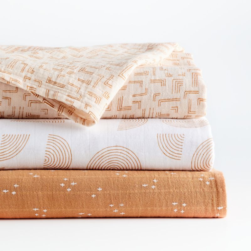 Pink Modern Organic Baby Swaddle Blankets, Set of 3 + Reviews | Crate & Kids | Crate & Barrel