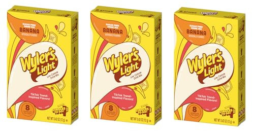 SINGLES TO GO! Wyler's Light Banana - Pack of 3 - Powdered Drink Mix - Low Calorie - Sugar Free - 8 Count Boxes - 24 Servings | Amazon (US)