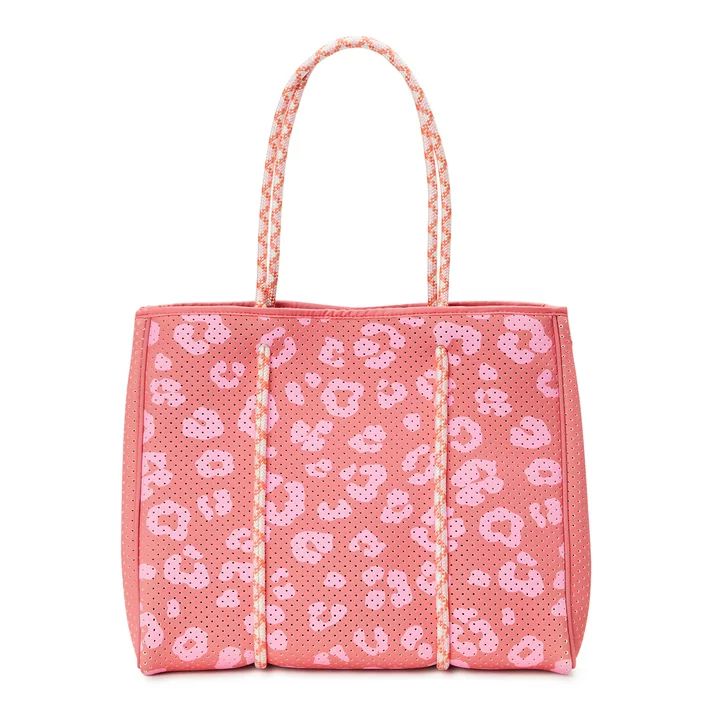 No Boundaries Women's Bold Leopard Print Neoprene Beach Tote Handbag with Removable Zipper Pouch,... | Walmart (US)
