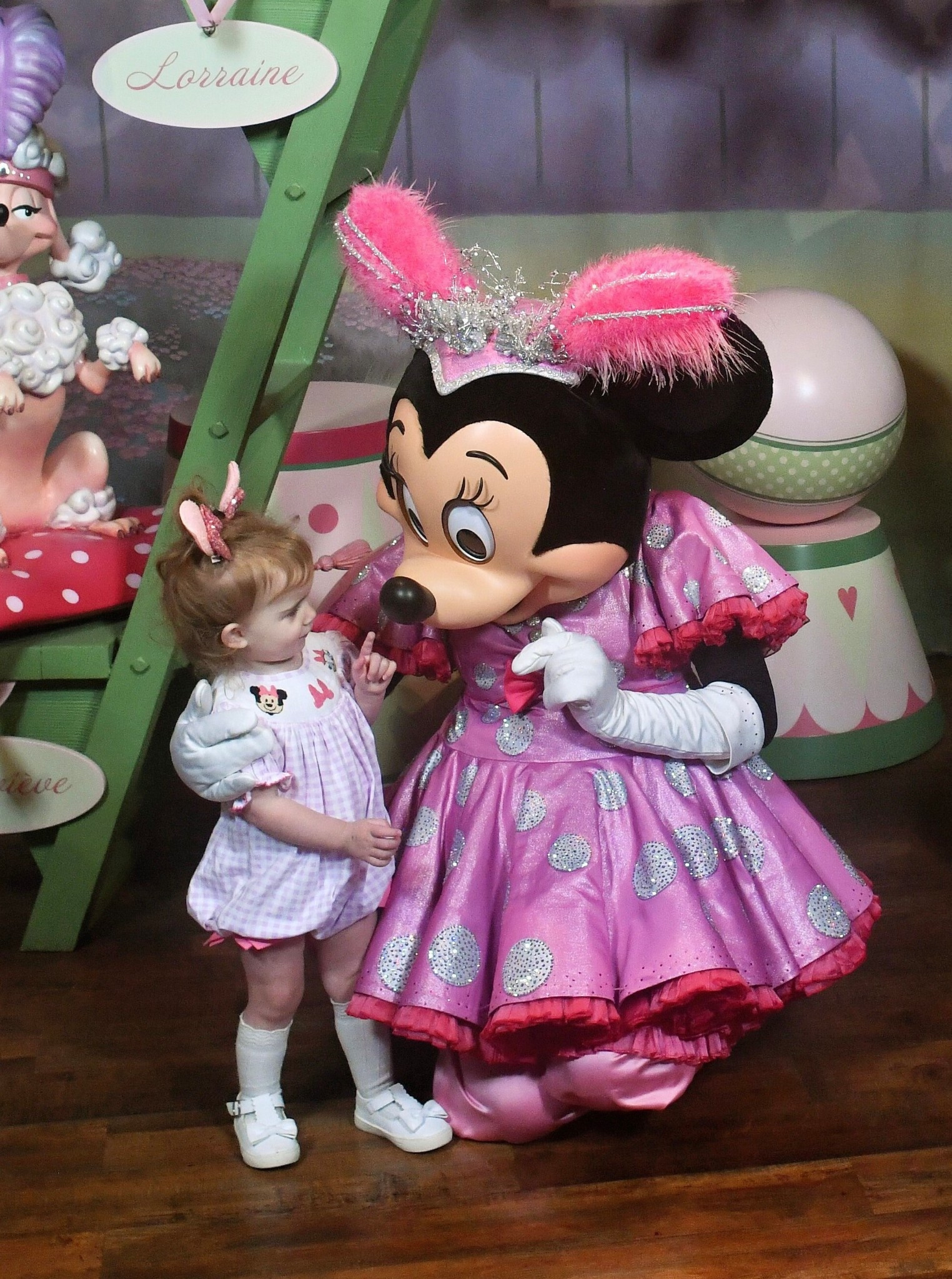 ✨ Minnie Mouse Meet & Greet Magic

The sweetest storybook moment meeting Minnie in her pink garden party dress 💗 Caroline wore the lavender gingham smocked romper with the little embroidered Minnie bows (so classic and so comfy for Disney days!). I paired it with white knee-high socks, soft bow shoes, and the cutest mini mouse ear clips to tie it all together 🎀

This is such an easy, breathable outfit for park days, character dining, or photos — looks darling in person and in pictures. Truly one of my favorite outfits she’s worn to Disney 🫶✨

⸻

Outfit Details:
🎀 Smocked Lavender Mouse Bow Romper – The Smocked Flamingo
👟 White Bow Shoes – Stride Rite
🧦 Knee-High Socks – Amazon
🐭 Mouse Ear Hair Clips – Amazon

⸻

soft toddler disney outfit • toddler disney style • baby girl disney outfits • pink & lavender outfits • adorable park day look • comfy for walking & character meets • cute mom and toddler disney photo ideas • Stride Rite baby shoes • toddler socks knee high • smocked baby romper disney • Minnie Mouse meet and greet outfits • sweet southern baby style • classic baby girl clothing aesthetic 🎀✨

#LTKTravel #LTKBaby #LTKKids