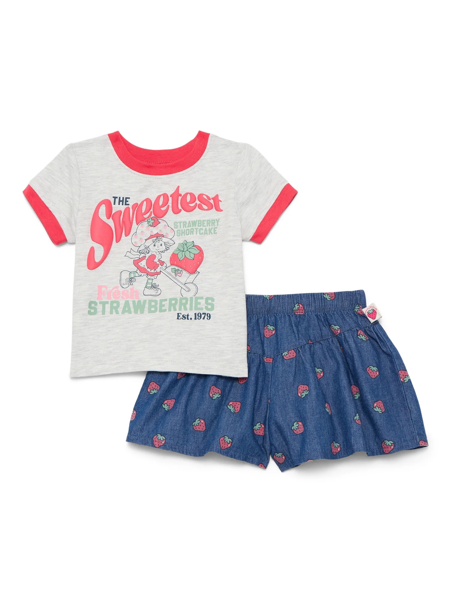Minnie Mouse Toddler Girls Graphic Tee and Print Shorts Set, 2-Piece, Sizes 12M-5T | Walmart (US)