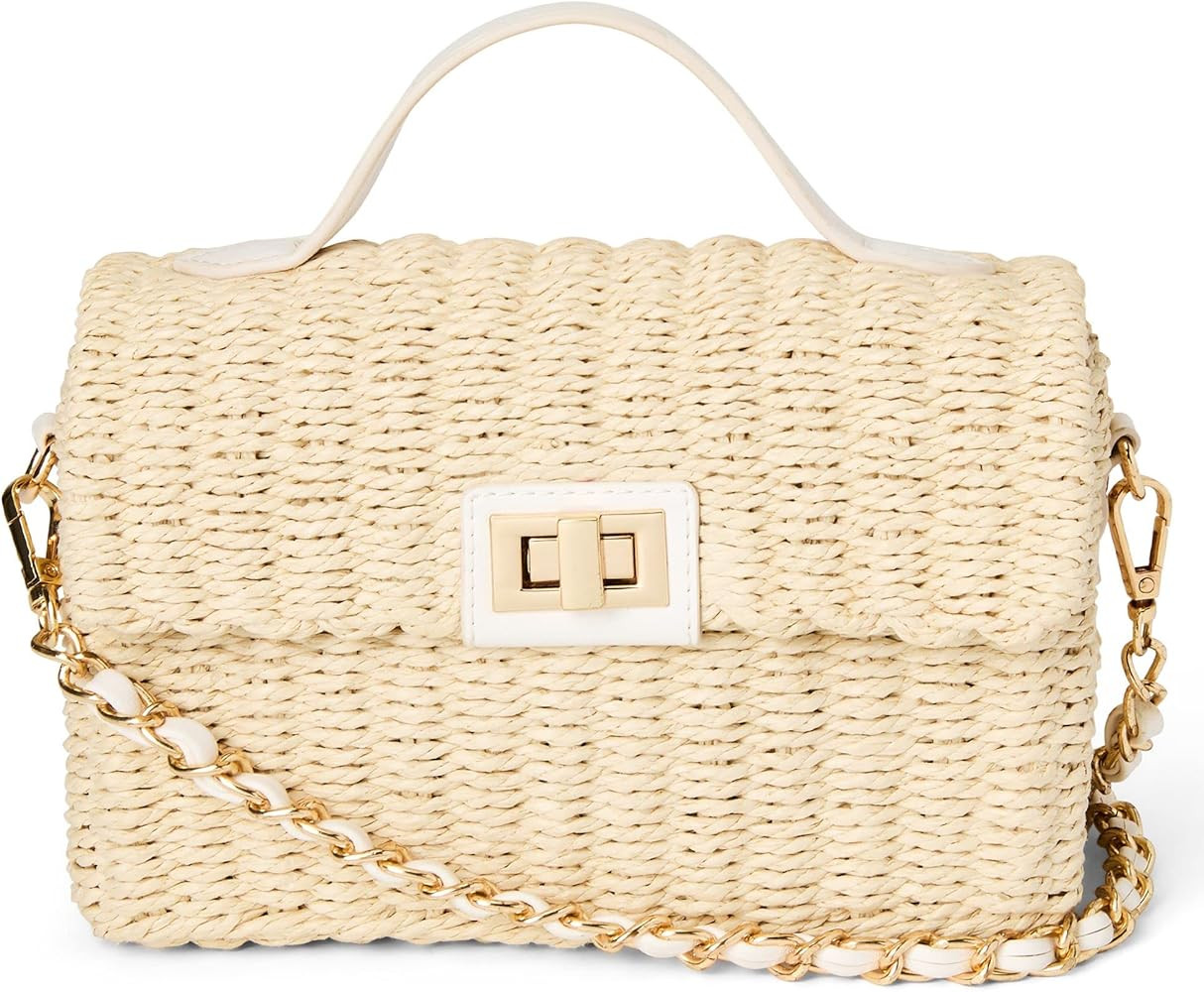 LIKE DREAMS Women Hand-woven Fashion Straw Crossbody Bag Inner Floral Summer Long Strap Shoulder Pur | Amazon (US)