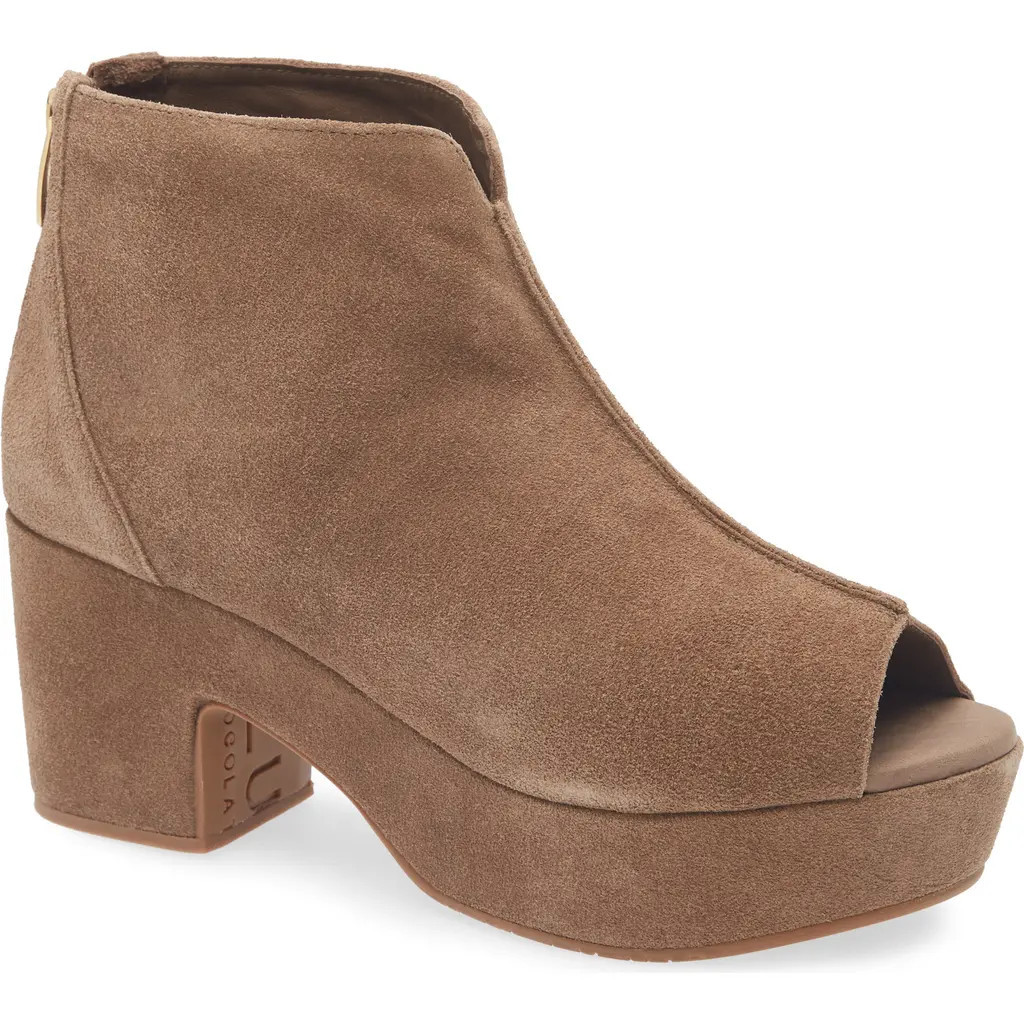 Chocolat Blu Gabe Open Toe Platform Bootie in Toffee Suede at Nordstrom, Size 8.5 | Nordstrom