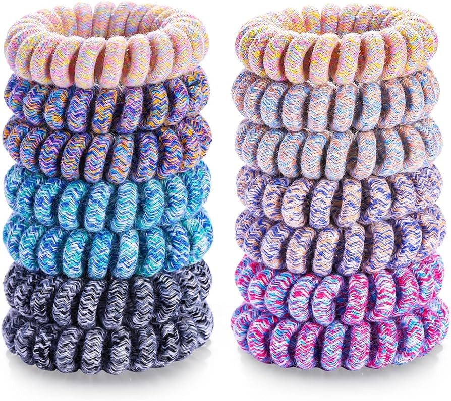 14 Pcs Women Ponytail Braid Hair Elastic No Crease Spiral Hair Ties, Girls Multi-color Waterproof... | Amazon (US)