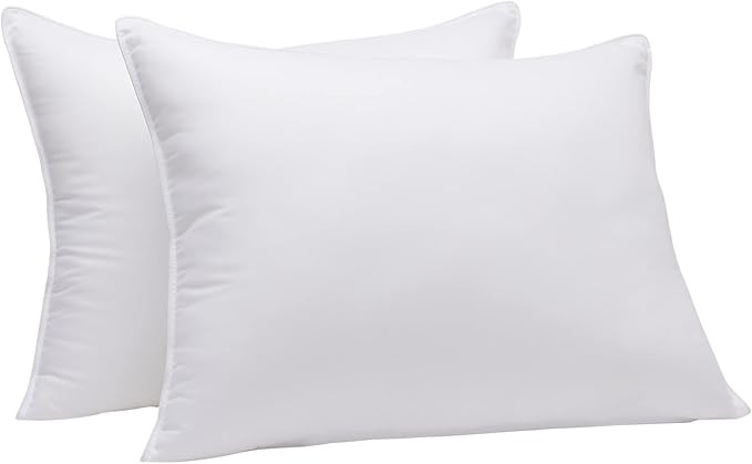 Amazon Basics Down-Alternative Pillows for Stomach and Back Sleepers - 2-Pack, Soft, King | Amazon (US)