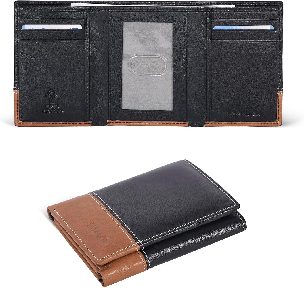ESTALON Leather Trifold Wallet For Men - RFID Blocking - 6 Card Slots, 2 Slip Pockets & 1 Front I... | Amazon (US)