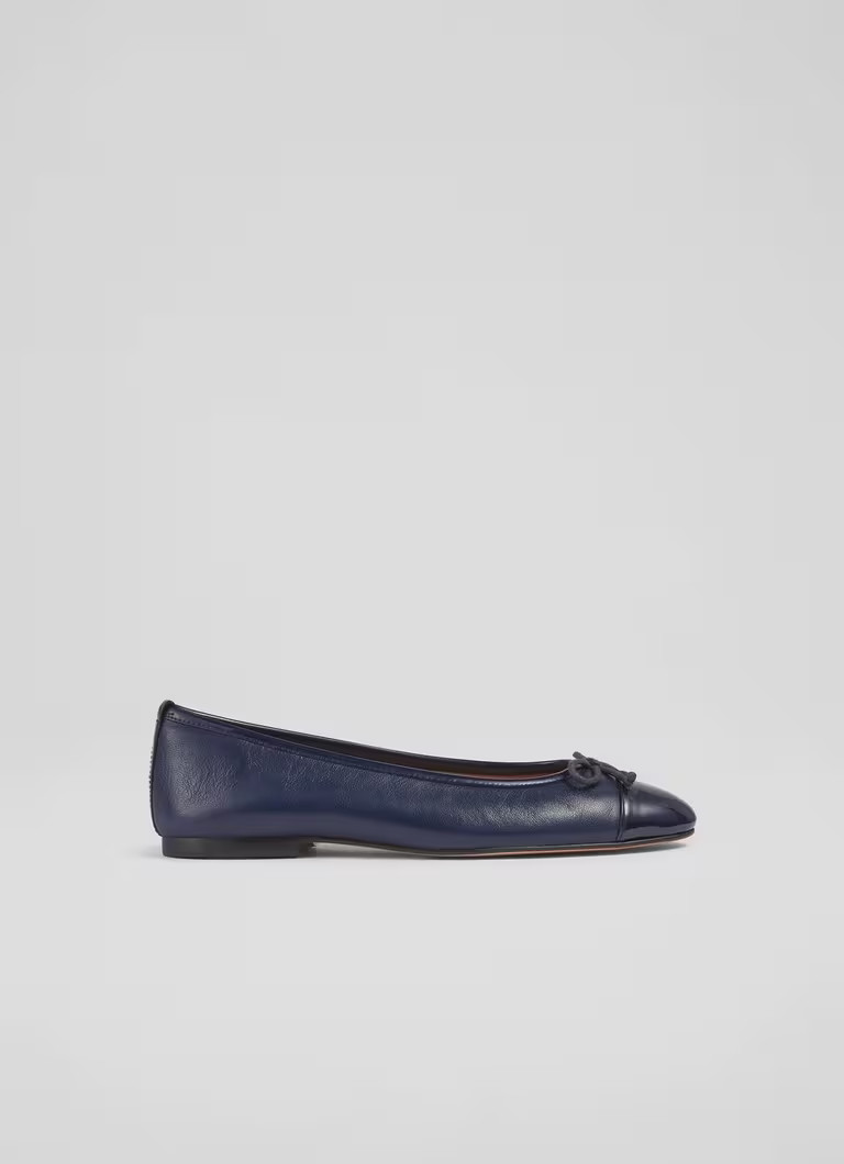 Kara Navy Leather And Patent Toe Cap Ballet Flats | L.K. Bennett (UK)