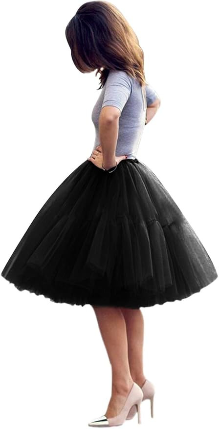 Babyonline Lady's Princess Tutu Tulle Midi Knee Length Skirt Underskirt | Amazon (US)