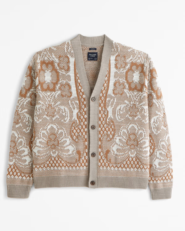 Cropped Pattern Cardigan | Abercrombie & Fitch (US)