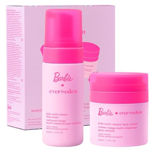 Evereden Barbie Limited Edition Kids Happy Face Duo + Exclusive Accessories | Multi-Vitamin Face Wash & Cream Set with Stickers + Bracelets | Clean Skin Care for 3+ | Barbie Gift Box for Kids | Amazon (US)