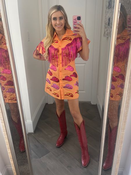 Finally got around to trying on my queen of sparkles rodeo dress with my red city boots and I’m obsessed  

#LTKSeasonal #LTKshoecrush