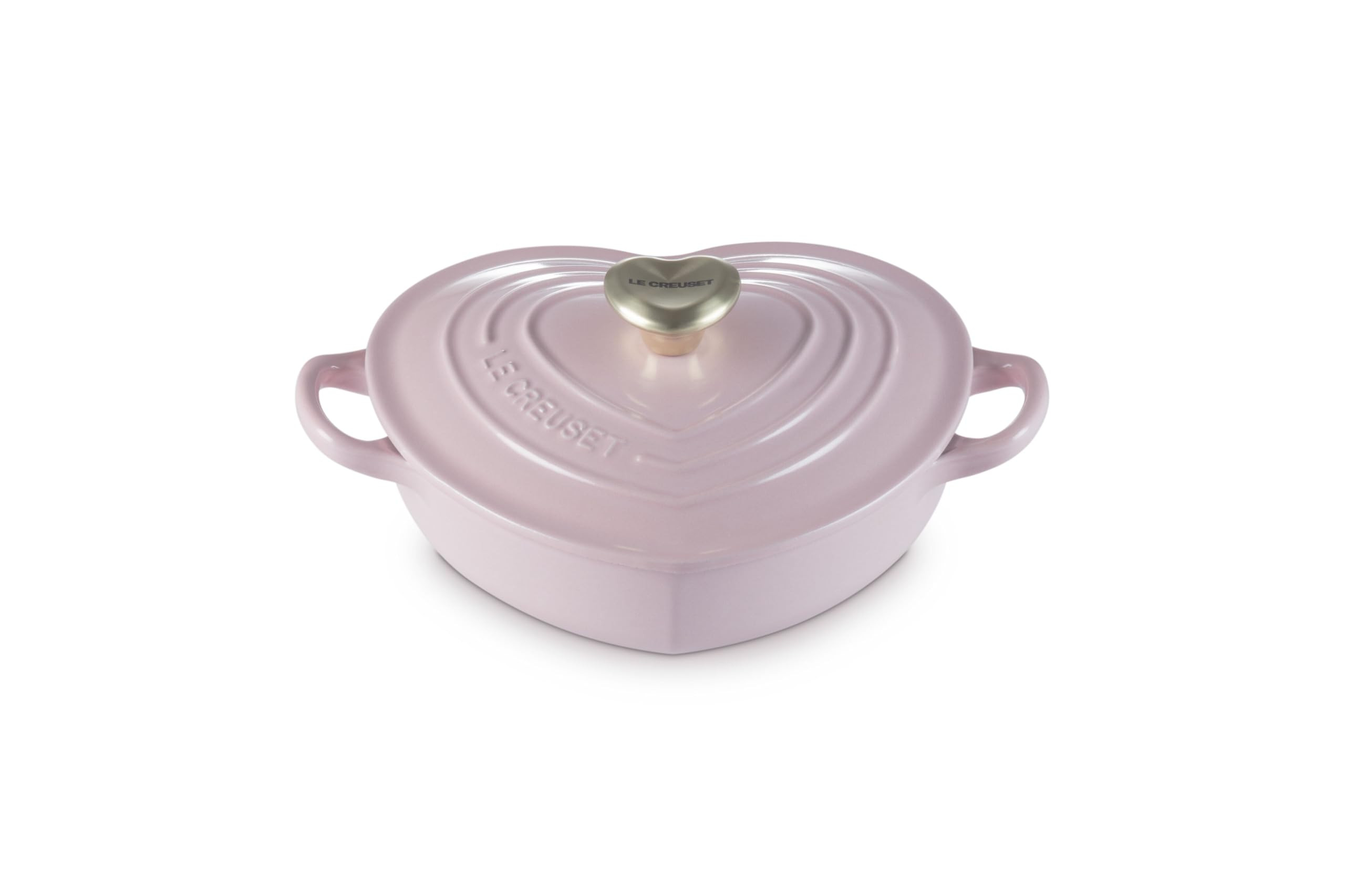 Le Creuset Enameled Cast Iron Traditional Shallow Heart Cocotte, 1.25 Qt, Chiffon Pink Light Gold... | Amazon (US)
