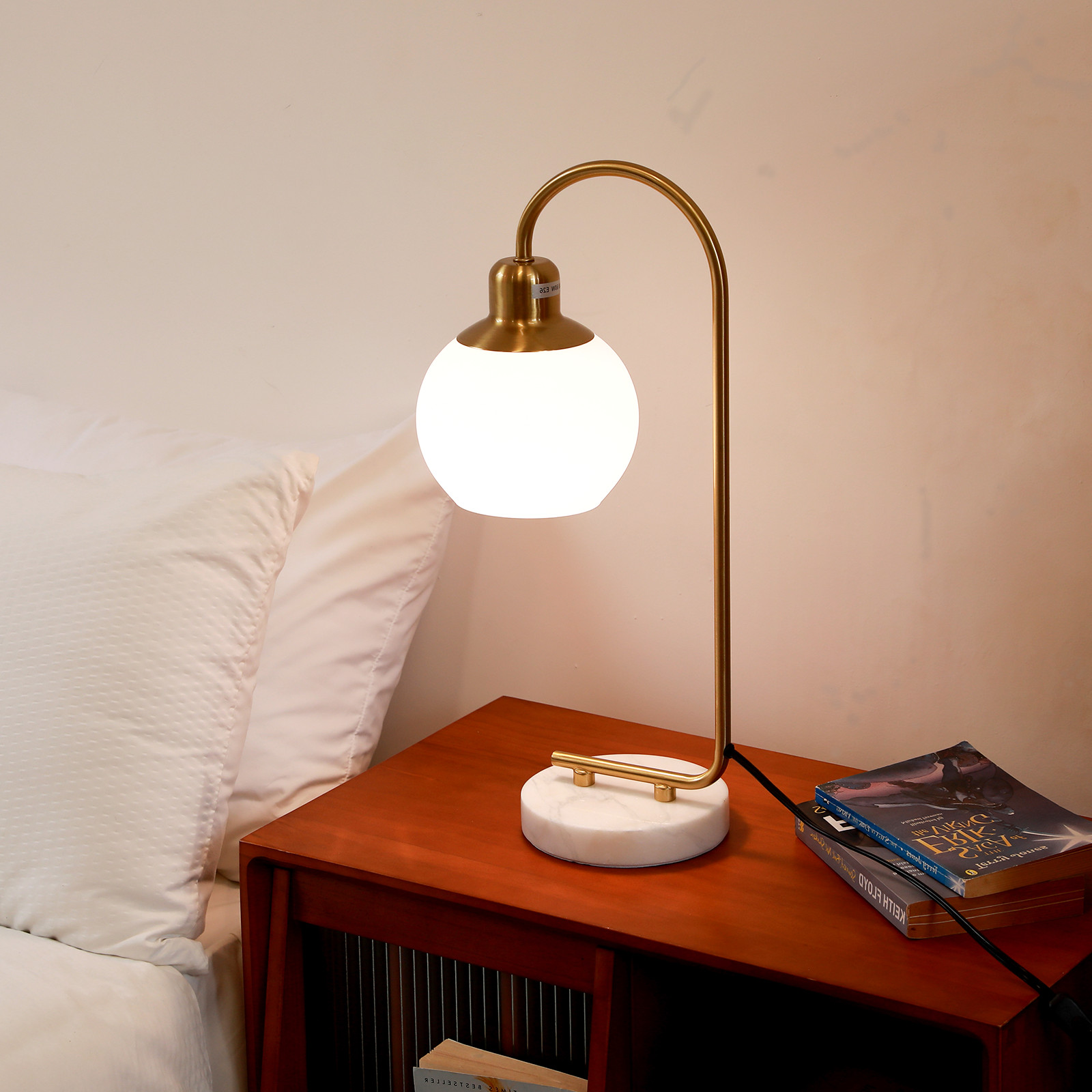 SUNMORY 20" Marble Table Lamp, Modern Desk Lamp with 3 Color Temperatures, Bedside Lamp with Marb... | Walmart (US)