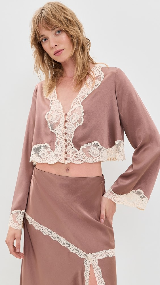 LoveShackFancy Elarine Silk Blouse | Shopbop | Shopbop