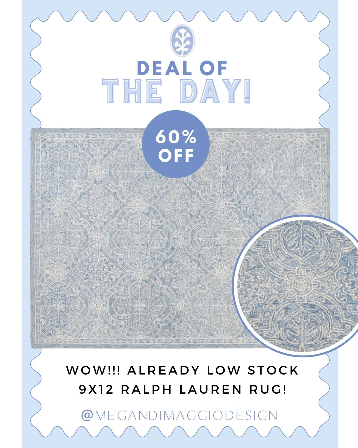 STUNNING blue & white large 9x12 Ralph lauren rug on sale for 60% OFF!! 😍🙌🏻🤯 Already low stock!! 🏃🏼‍♀️💨

#LTKSaleAlert #LTKHome