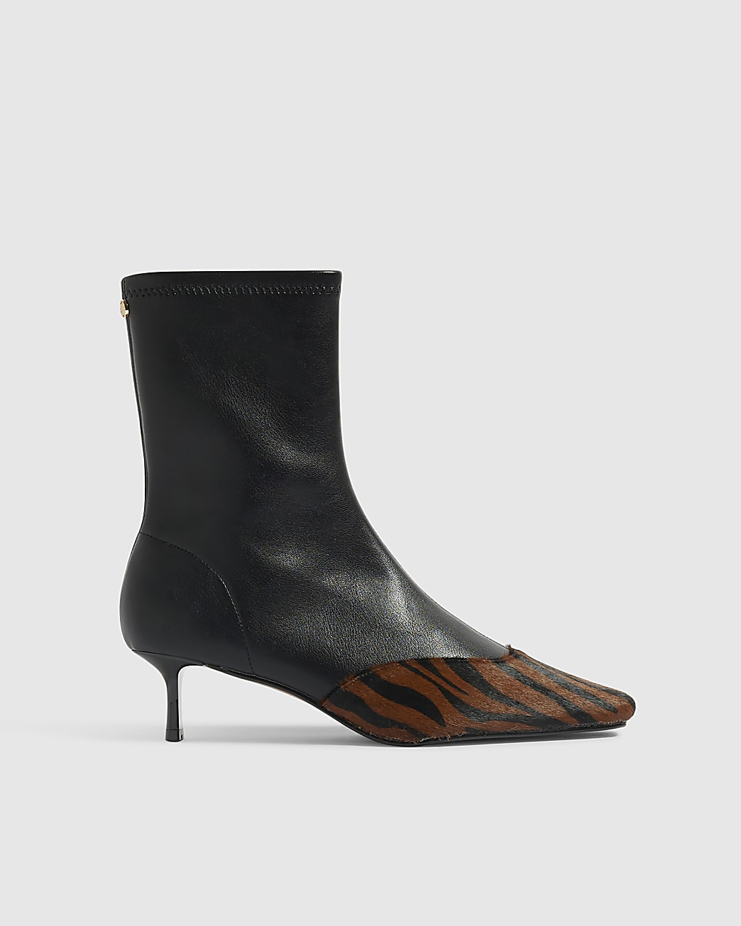 Black Animal Print Toe Cap Ankle Boots | River Island UK & IE