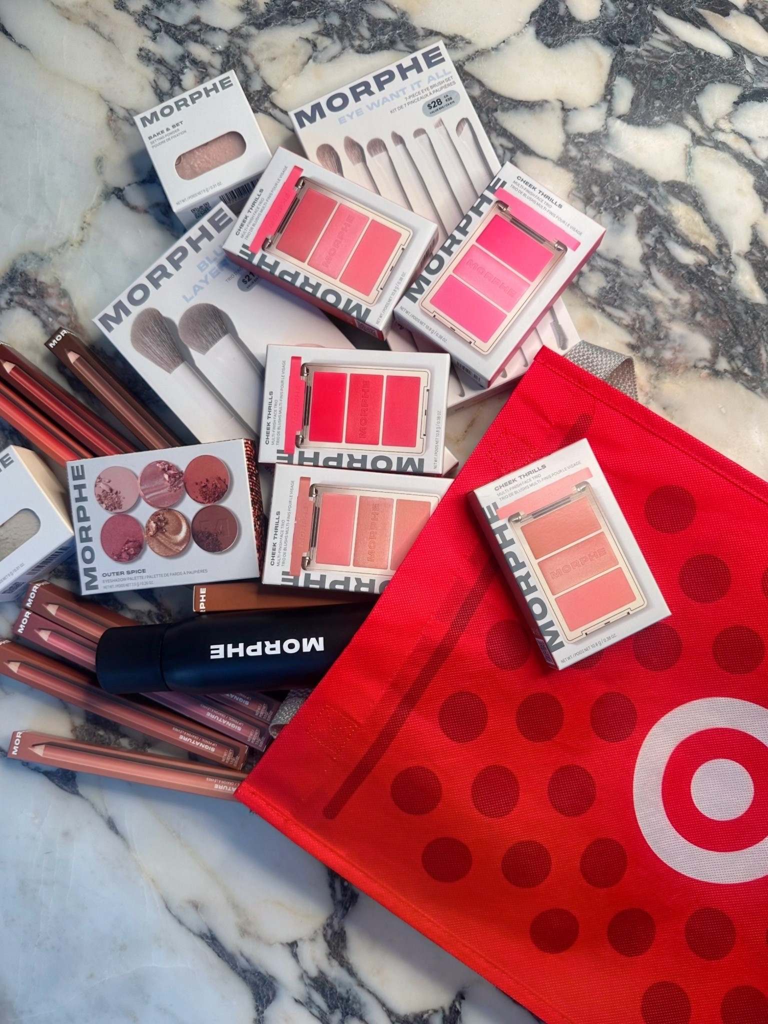 #AD #TargetPartner #MorphePartner 💫 MAKEUP HAUL 💫 Morphe is now available at @Target!! I refreshed my makeup with so many @morphebrushes products that have become fast favs including these must-have brush sets with unique, super high-quality brushes at an AMAZING price. 💕
#MorpheTarget #Target #Morphe 
🎯Morphe is now at Target - your favorite affordable, pro-quality makeup and brushes are easier to shop than ever.
From bold artistry to everyday natural looks, Morphe has products for every style.
Accessible, trend-right beauty - now available where you shop most.
Shades I’m wearing:
Blush in Beach Bonfire 
Eyeshadow palette in Outer Spice
Lip pencil in Wifey with clear gloss
Bake & Set powder in Brightening Pink 
Continuous Setting Mist #LTKhaul

#LTKBeauty