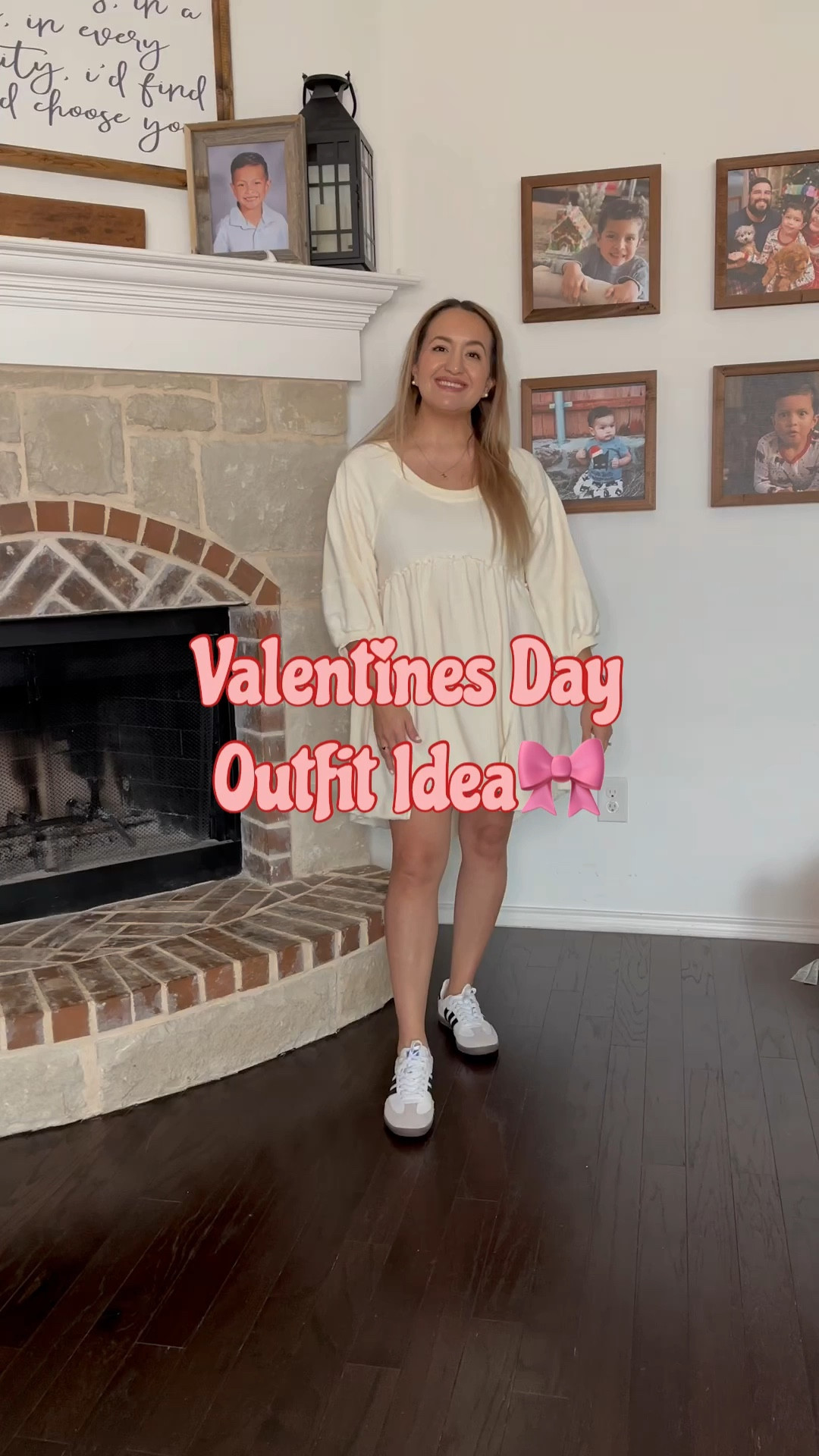 Stepping into Valentine's Day like 💖✨ in love with this beige, dainty, and oh-so-girly adorable dress paired with a pop of pink bow in my hair. Keeping it playful with Samba sneakers because comfort meets style. Ready for a sweet celebration🎀

Wearing a small in the dress!


#valentinesday #valentinesdayoutfit

#LTKstyletip #LTKfindsunder50 #LTKVideo