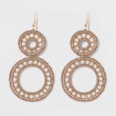 Beaded Woven Drop Circle Earrings - A New Day™ Rose Gold | Target