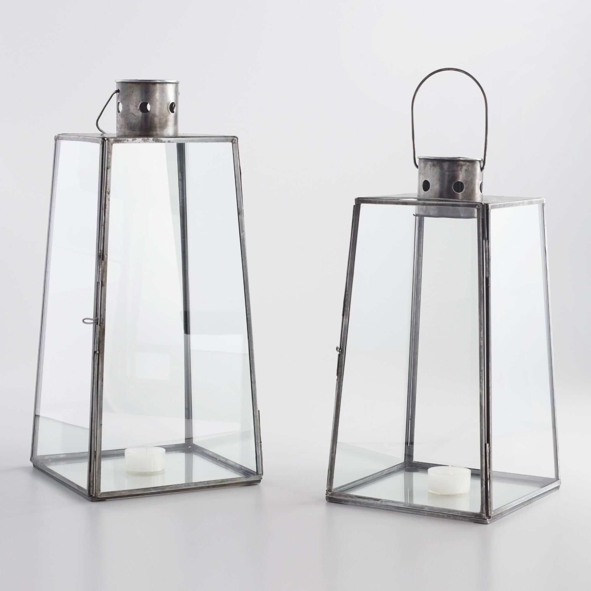 Antiqued Zinc Cargo Lantern: Gray - Metal - Medium by World Market Medium | World Market