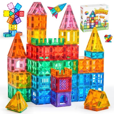 Joyfy 66PCS Magnetic Tiles Building Blocks for Kids Aged 3-8, Construction STEM Toys Birthday Christmas Gift for 3 4 5 6 7 8 Year Old Boys & Girls | Target