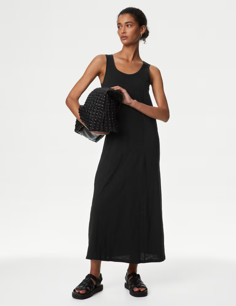Pure Cotton Scoop Neck Midi Column Dress | Marks & Spencer (UK)
