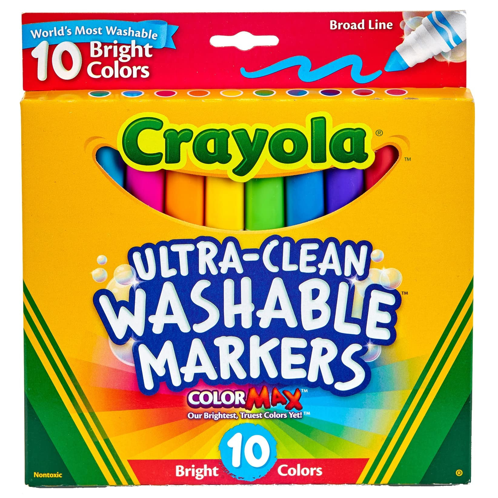 Crayola Ultra Clean Washable Markers (10 Count) Broad Line Markers For Kids Great For Crafting School Supplies Nontoxic | 58-7855 | Lowe's