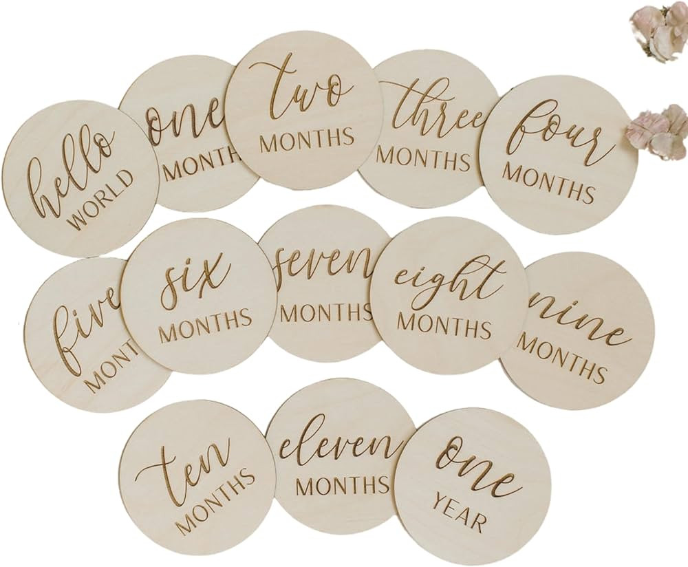 Baby Monthly Milestone Marker Discs, Newborn Photo Props, Baby Growth and Pregnancy Growth Cards,... | Amazon (US)