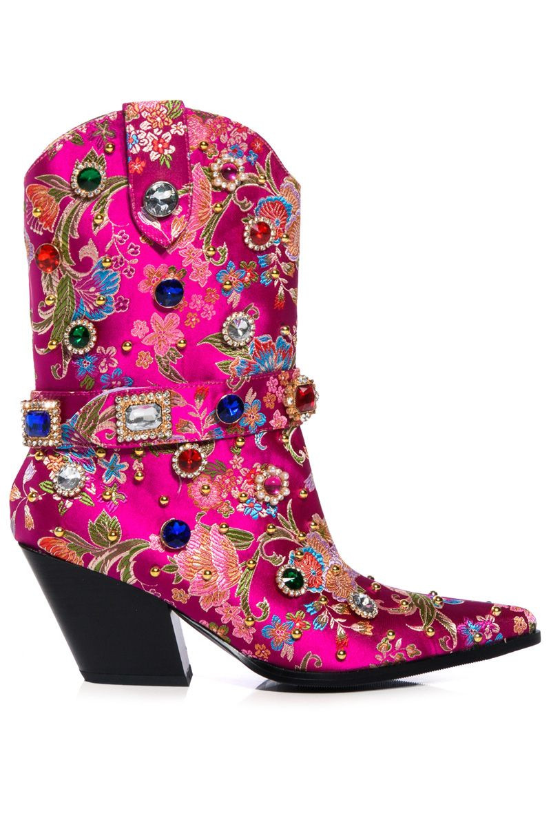 DILIGENT-PINK WESTERN BOOTIE | Azalea Wang