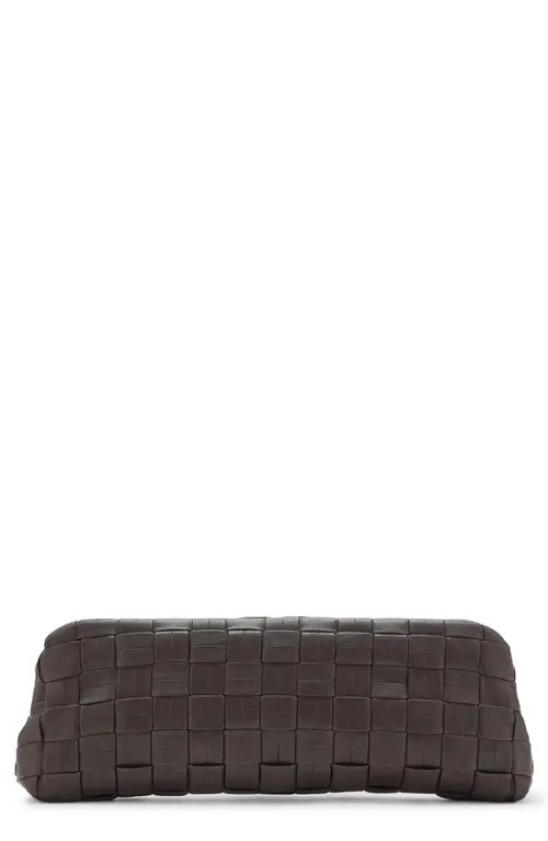 MANGO Braided Faux Leather Frame Clutch in Chocolate at Nordstrom | Nordstrom