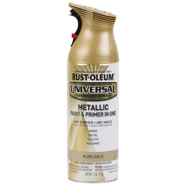 Pure Gold, Rust-Oleum Universal All Surface Interior/Exterior Metallic Spray Paint, 11 oz | Walmart (US)