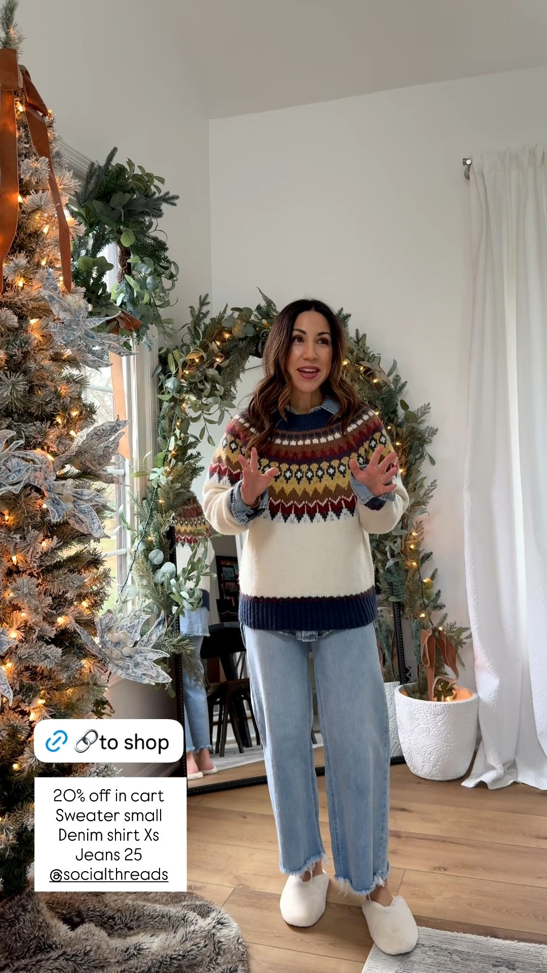 Small fair isle sweater, 25 jeans, shoes, TTS

#LTKSaleAlert #LTKHoliday #LTKFindsUnder100