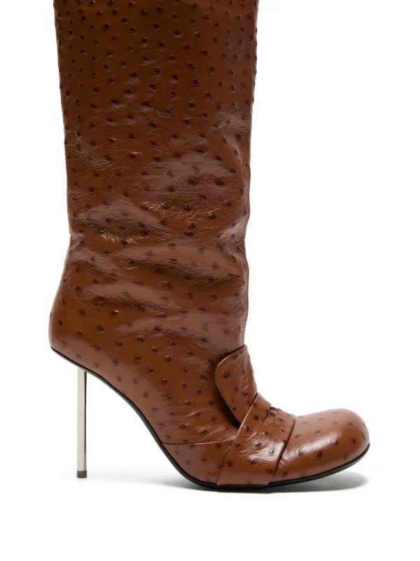 Acne Studios 100mm ostrich-print Stiletto Boots | Brown | FARFETCH | Farfetch Global