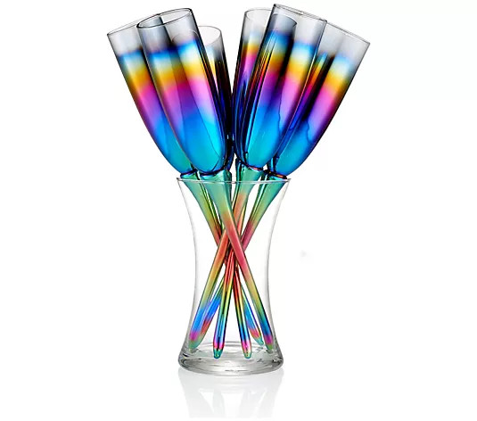 Make Your Selection: Artland Rainbow 7-Piece Champagne Flute Set w/Vase Holder | QVC