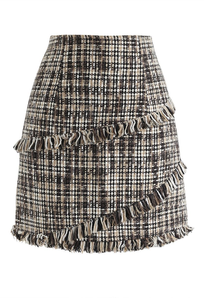 Tasseled Tweed Mini Bud Skirt | Chicwish