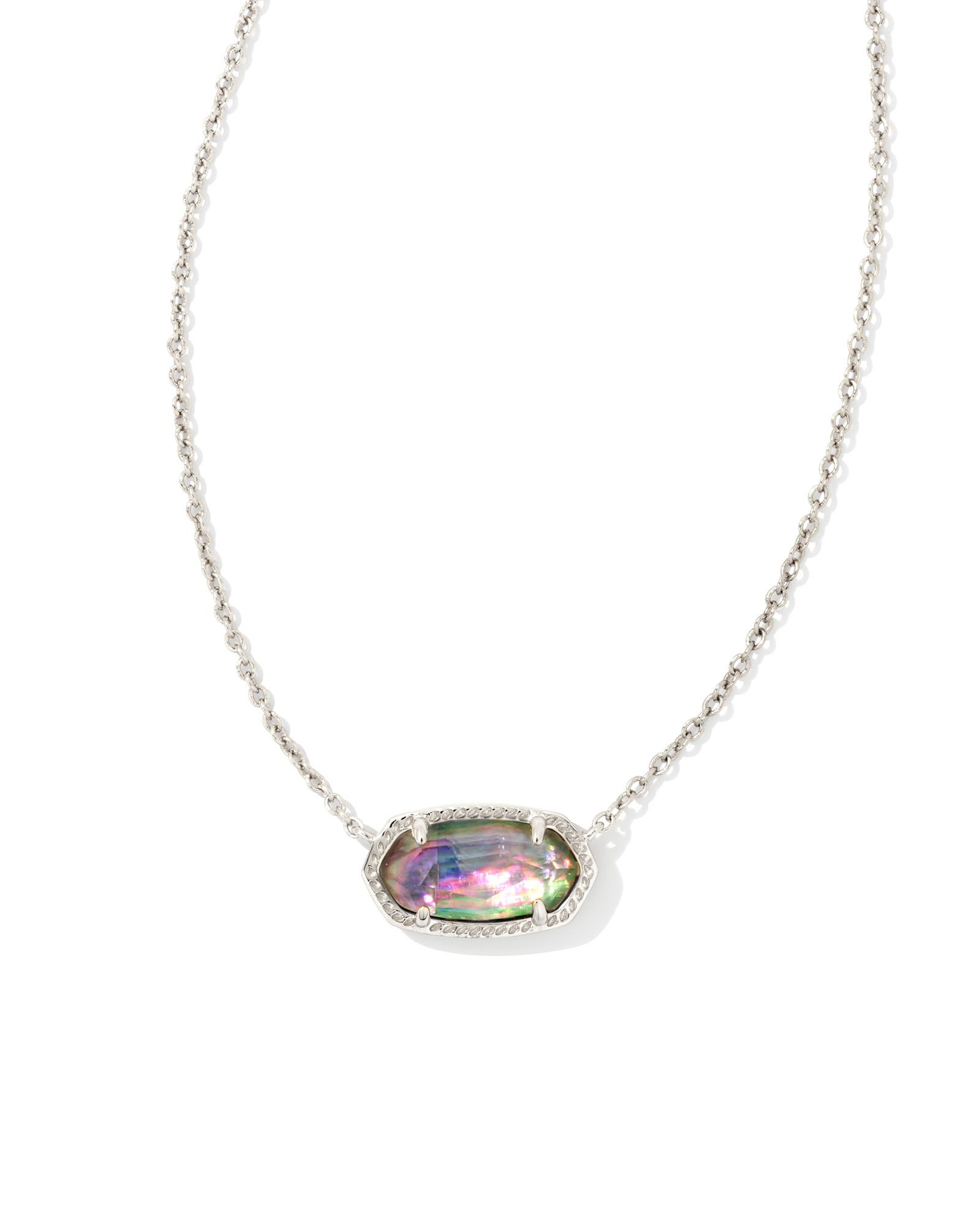 Elisa Silver Pendant Necklace in Lilac Abalone | Kendra Scott
