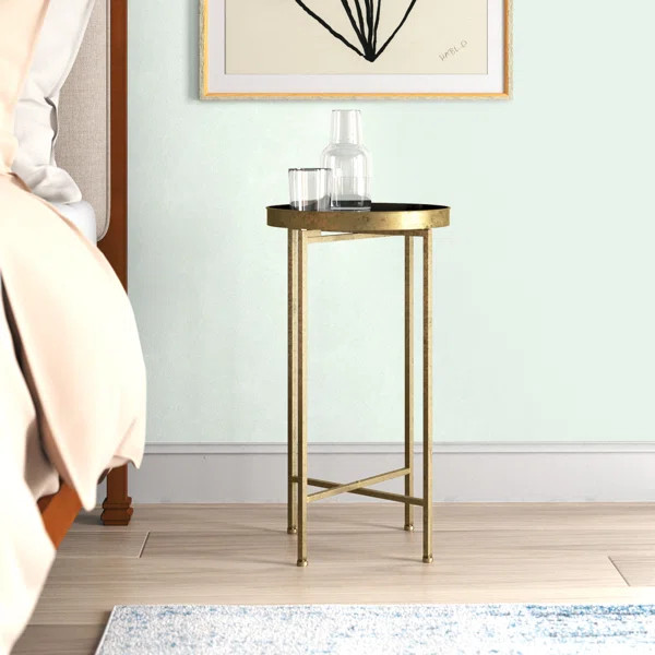 Alvis 25.8'' Tall Iron Tray Top Cross Legs End Table | Wayfair North America