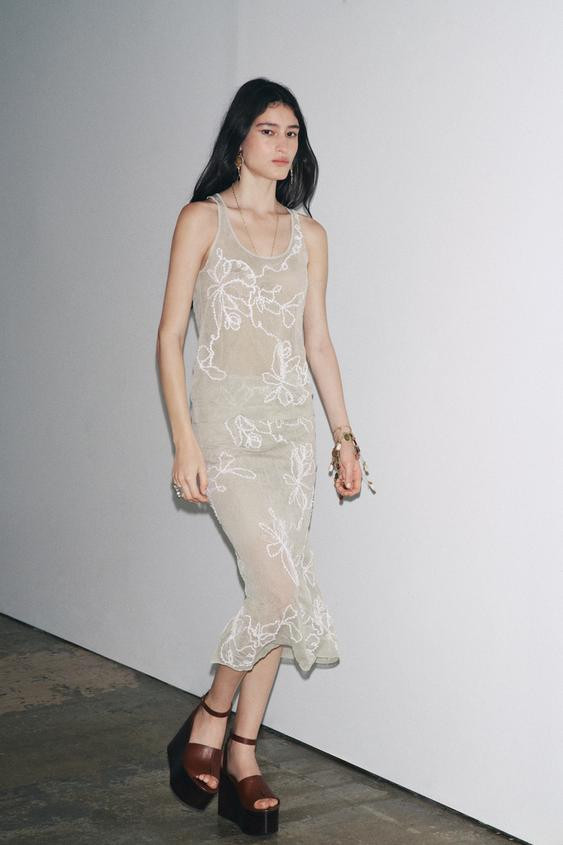 SEMI-SHEER STRUCTURED KNIT SKIRT | Zara US