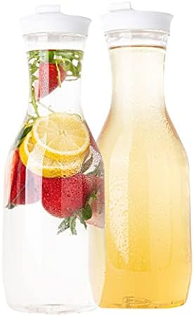 Plasticpro Clear Plastic Premium Water or Beverage Pitchers Heavy Duty Beverage Containers with Lids | Amazon (US)