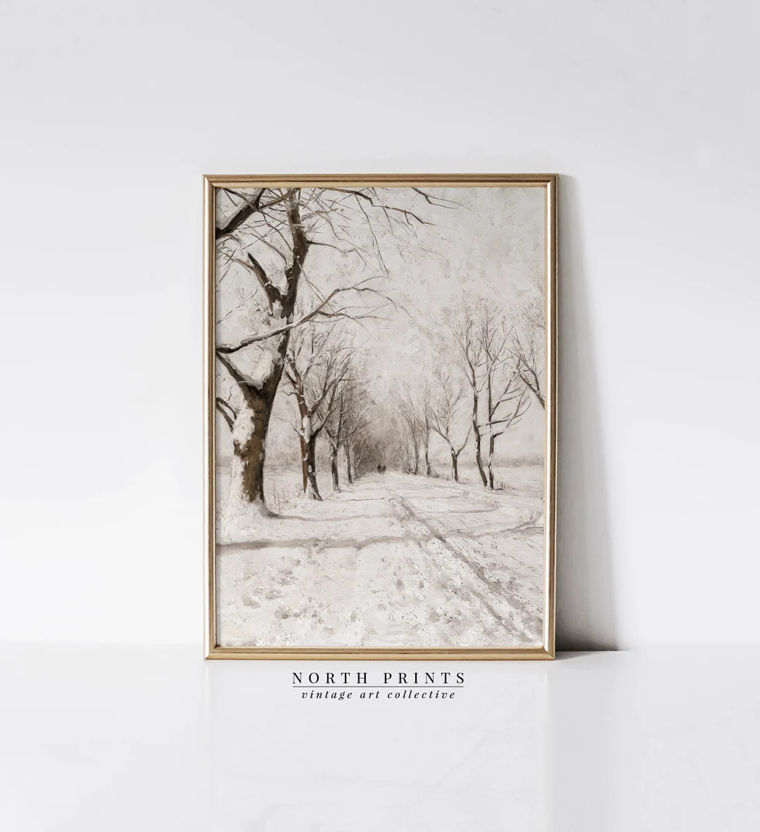 Muted Winter Landscape Painting  Vintage Christmas Art  - Etsy | Etsy (US)