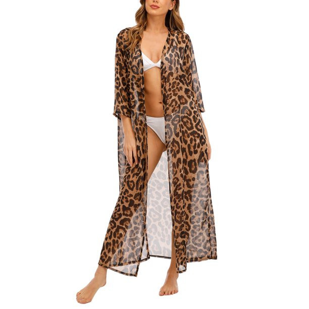 Shermie Bathing Suit Cover Ups for Women Summer Leopard Print Swim Cover Up | Walmart (US)