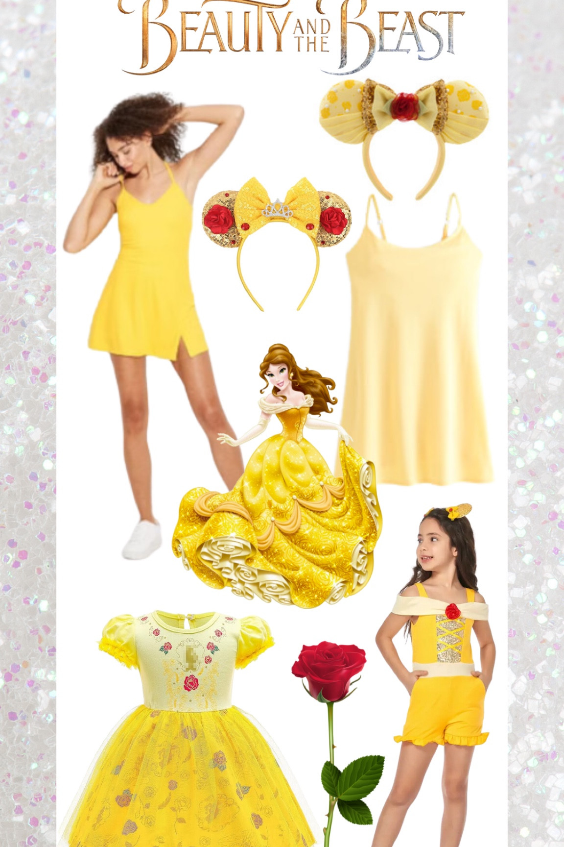 Disney theme park mommy and me princess outfit ideas for Belle of Beauty and the Beast 💛 tennis dress skirt skort shorts activewear for the mamas and dresses and rompers for the little princesses 👑 

#LTKFamily #LTKKids #LTKActive