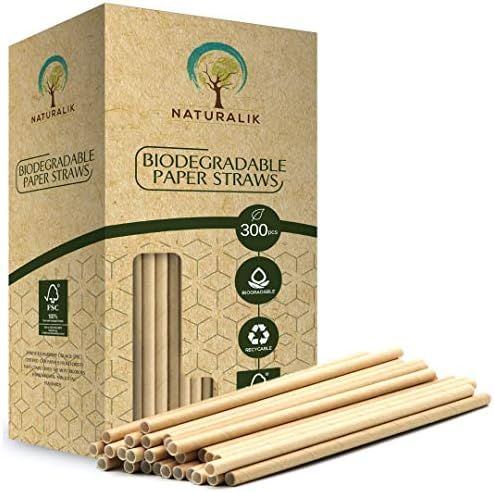 Naturalik 300/1000-Pack Biodegradable Paper Straws Extra Durable Dye-Free- Eco-Friendly Sturdy Pa... | Amazon (US)