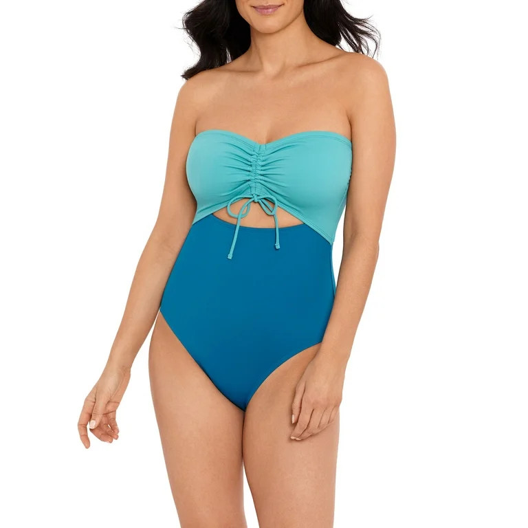 Time and Tru Women’s and Women's Plus Color Block One Piece Swimsuit - Walmart.com | Walmart (US)