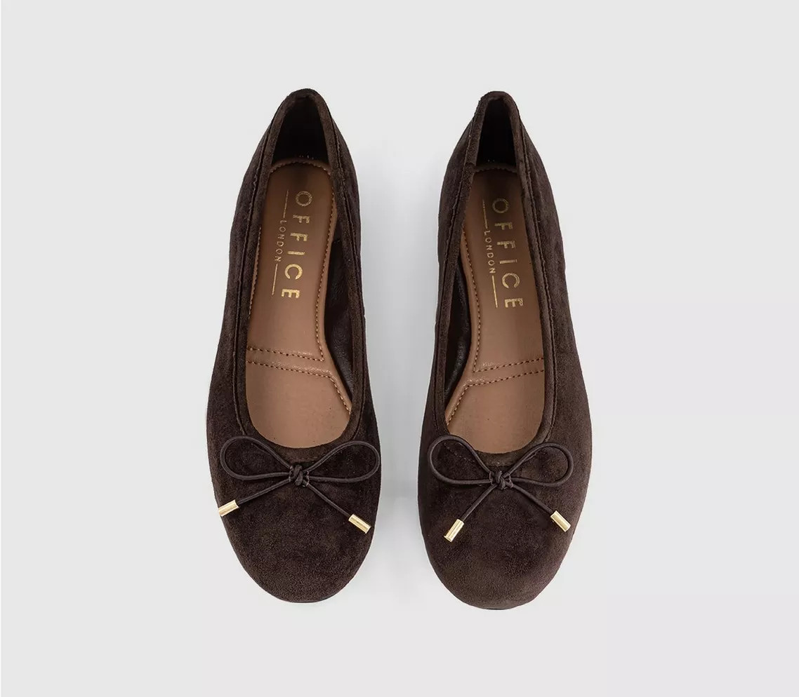 OFFICE Fraggle Bow Ballerina Pumps Brown - Flat Shoes for Women | Office Shoes (UK)