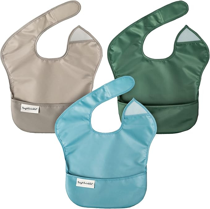 Tiny Twinkle Mess-Proof Easy Bib 3 Pack - Baby & Toddler Waterproof Bib with Adjustable Closure, ... | Amazon (US)