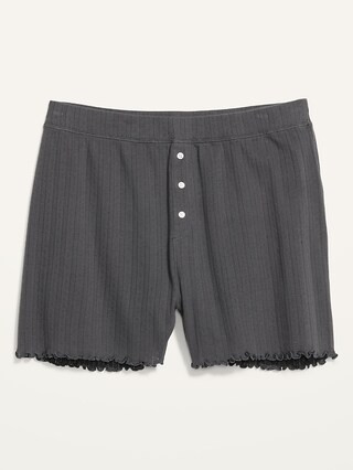 High-Waisted Lettuce-Edge Pointelle-Knit Pajama Shorts for Women -- 3-inch inseam | Old Navy (US)